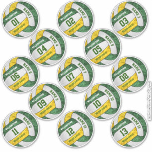 girly green gold volleyball custom players names sticker