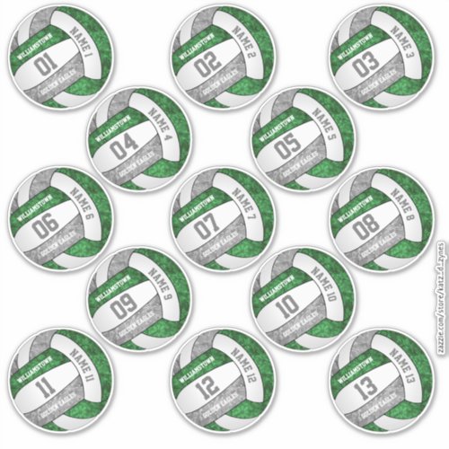 girly green gray volleyball custom players names sticker