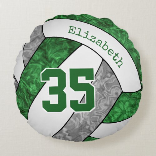 girly green gray volleyball team colors gifts round pillow