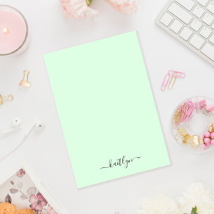 Girly Green Monogram Modern Script Personalized Post-it Notes