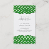 Girly Green & Pink Moroccan Tiles Monogram Business Card (Back)