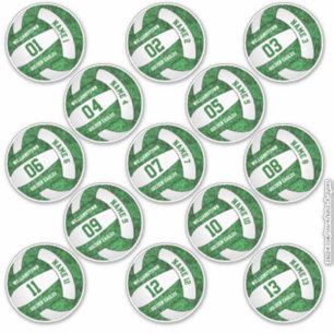 girly green white volleyball custom players names sticker