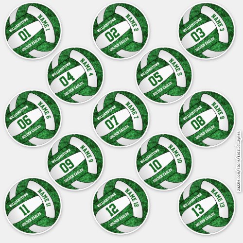 girly green white volleyball custom players names sticker