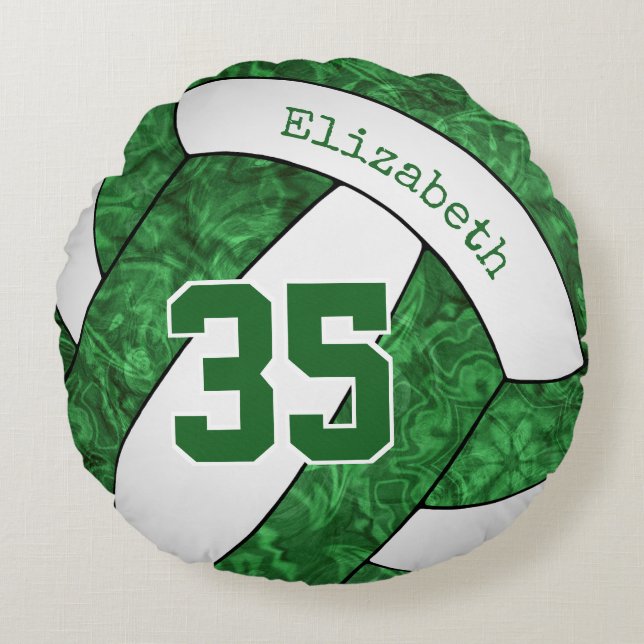 girly green white volleyball team colors gifts round pillow (Front)