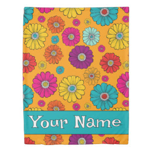 Girly Groovy Retro Floral Reversible Duvet Cover