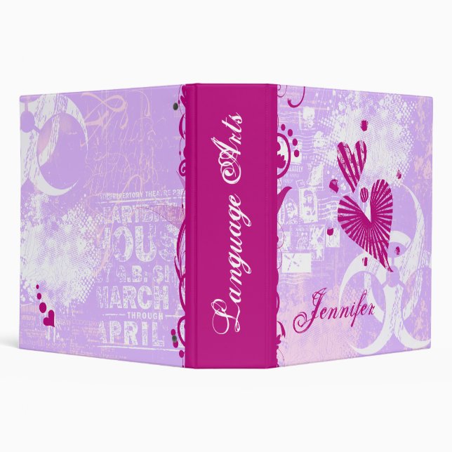Girly Grunge Personalized School 3 Ring Binder (Background)