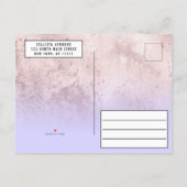 Girly Grunge Rose Gold Lilac Glitter Quinceañera Invitation Postcard (Back)