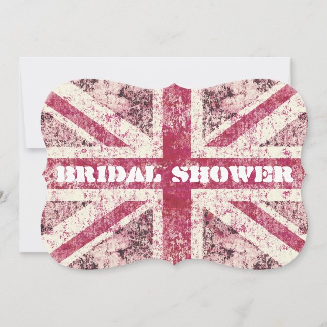 Girly grunge Union Jack british bride Invitation (Front)