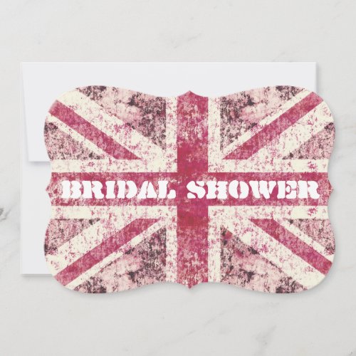 Girly grunge Union Jack british bride Invites