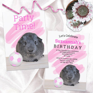 Girly Guinea Pig Pink Soccer Ball Template