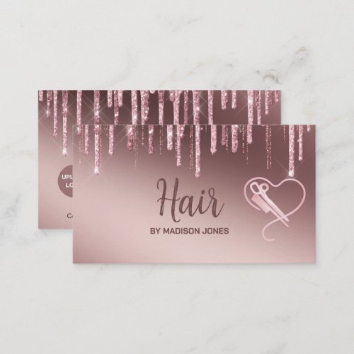 Girly Hair Stylist Heart Glitter Business Cards