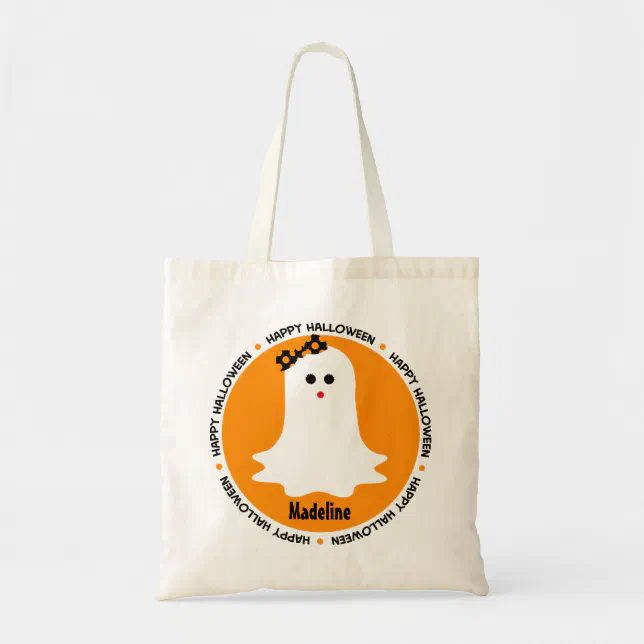 Girly Halloween Ghost Trick or Treat Bag | Zazzle
