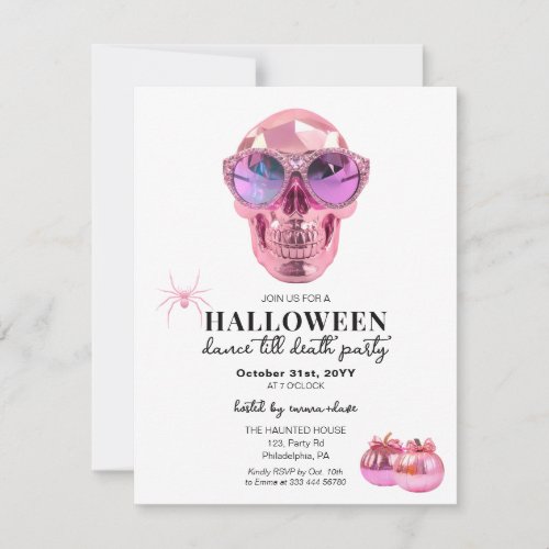 Girly Halloween Skull Dancing Party Announcement