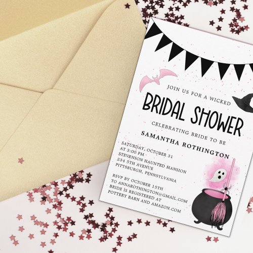 Girly Halloween Wicked Bridal Shower Invitation