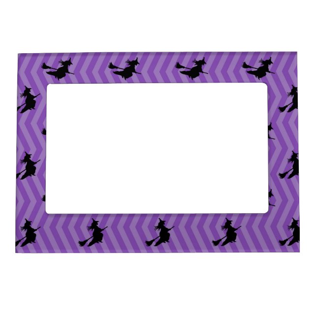 Girly Halloween Witch Pattern Magnetic Picture Frame (Front)