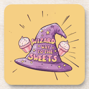 Girly Halloween - Wizard Way to the Sweets Beverage Coaster