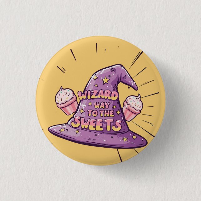 Girly Halloween - Wizard Way to the Sweets Button (Front)