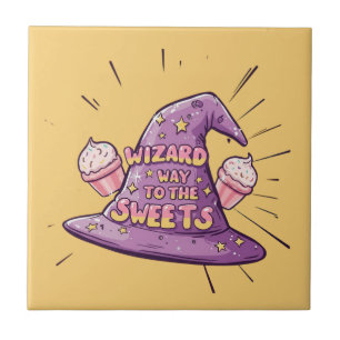 Girly Halloween - Wizard Way to the Sweets Ceramic Tile