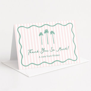 Girly Hand-drawn Palm Springs Bachelorette Party Letterpress Thank You Card