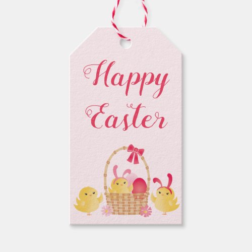 Girly Happy Easter Chicks Pink Gift Tags