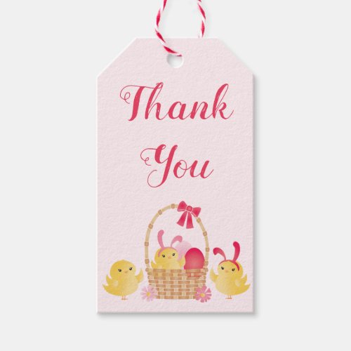 Girly Happy Easter Chicks Pink Gift Tags