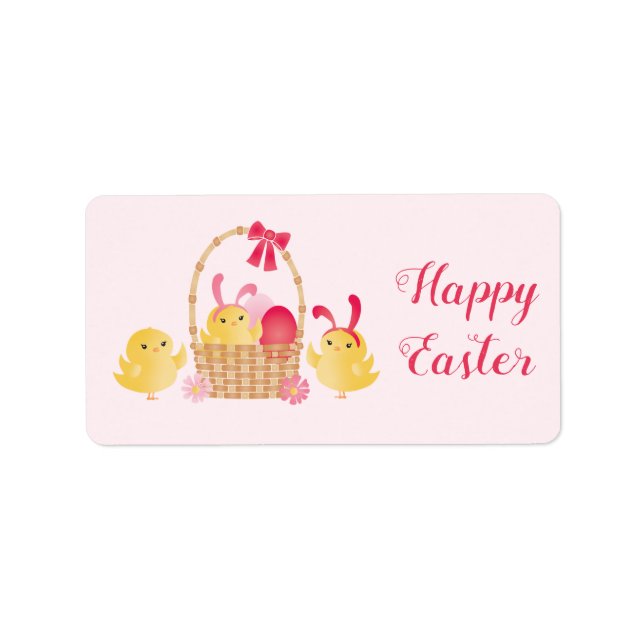 Girly Happy Easter Chicks Pink Label (Front)