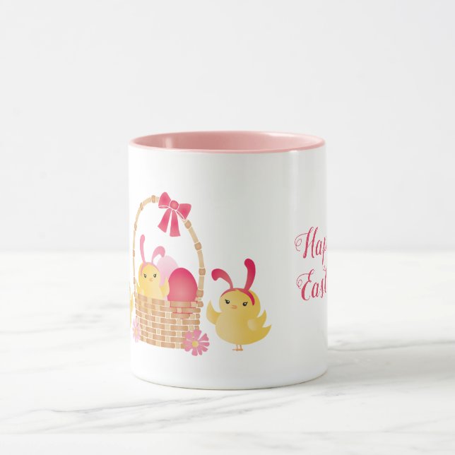 Girly Happy Easter Chicks Pink Mug (Center)