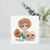 Girly Happy Easter Chocolate Egg Flat Card (Standing Front)
