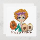 Girly Happy Easter Chocolate Egg Flat Card (Front/Back)
