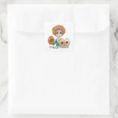 Girly Happy Easter Chocolate Egg Greeting Square Sticker (Bag)