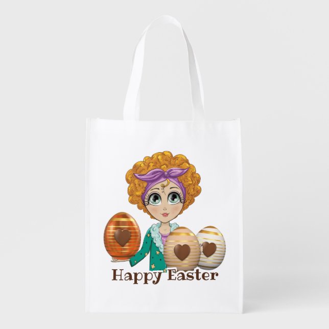Girly Happy Easter Chocolate Egg Hunt Bag (Front)