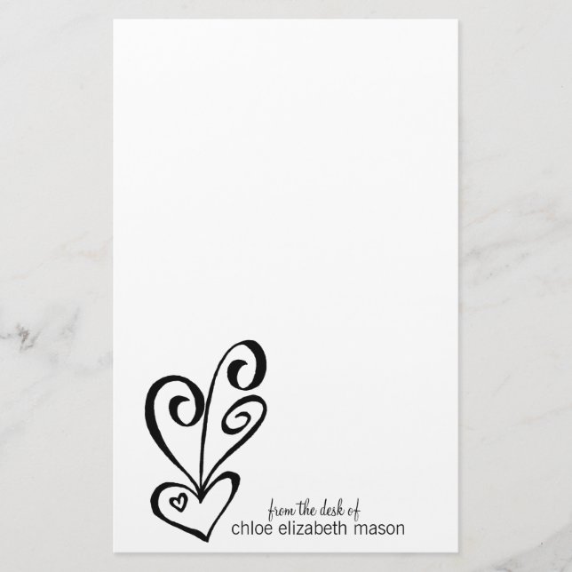 Girly Heart Doodles Stationery (Front)