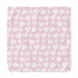 Girly Heart Pattern Pink White Bandana
