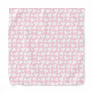 Girly Heart Pattern Pink White Bandana