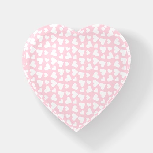 Girly Heart Pattern Pink White Paperweight