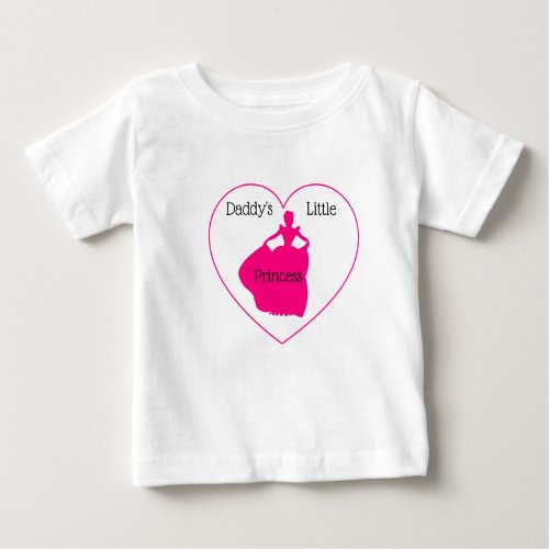 Girly Heart Pink Text Daddys little Princess Baby T_Shirt