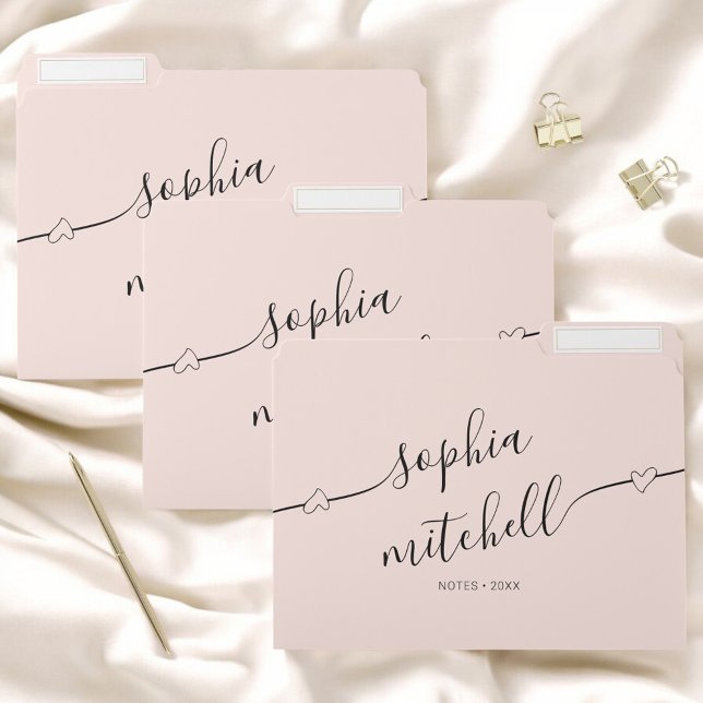 Girly Heart Script Blush Pink File Folder (Creator Uploaded)