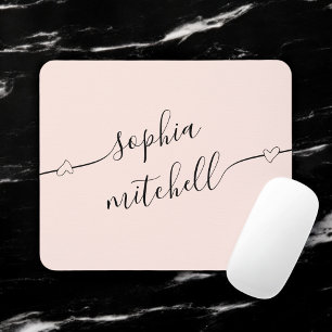 Girly Heart Script Blush Pink Mouse Pad