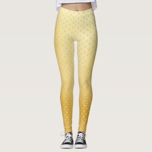 Girly Hearts Gold Faux Foil Golden Pattern Leggings