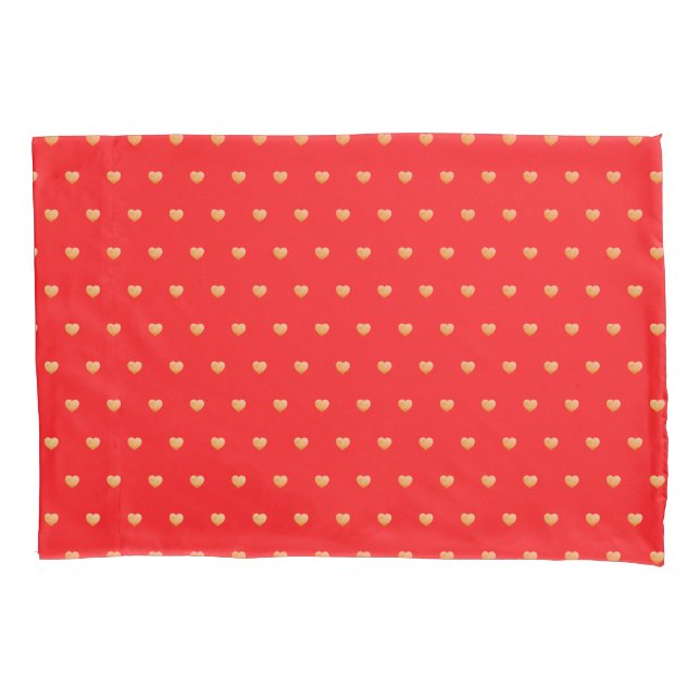 Girly Hearts Gold Faux Foil Red Pattern Pillow Case (Front)