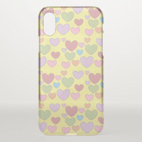 Girly Hearts Pattern Clear iPhone X Case