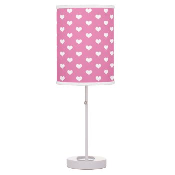 Girly Hearts Pattern On Pink Kids Table Lamp by stdjura at Zazzle