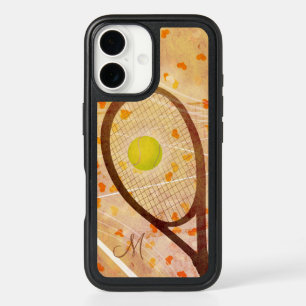 girly hearts tennis love monogrammed iPhone 16 case