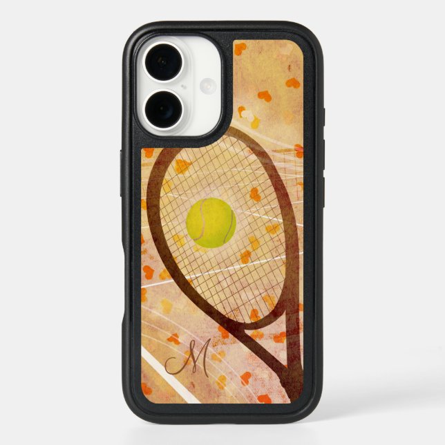 girly hearts tennis love monogrammed otterbox iPhone case (Back)