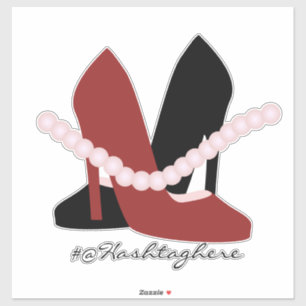 Girly Heels Pearls Name Script Car Sticker