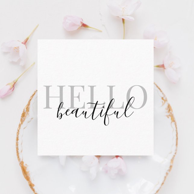 Girly Hello Beautiful Modern Minimalist Square Business Card (Creator Uploaded)