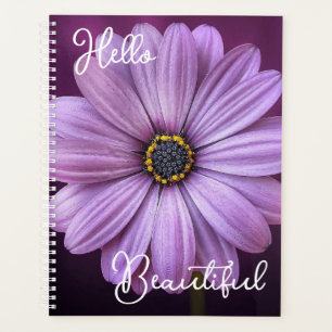 Girly Hello Beautiful Quote Lavender Daisy Flower Planner