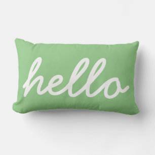 Girly Hello Mint Typography Lumbar Pillow