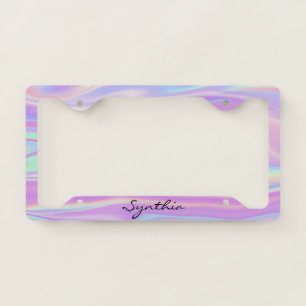 girly holograph modern license plate frame