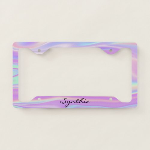 girly holograph modern license plate frame